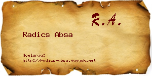 Radics Absa névjegykártya